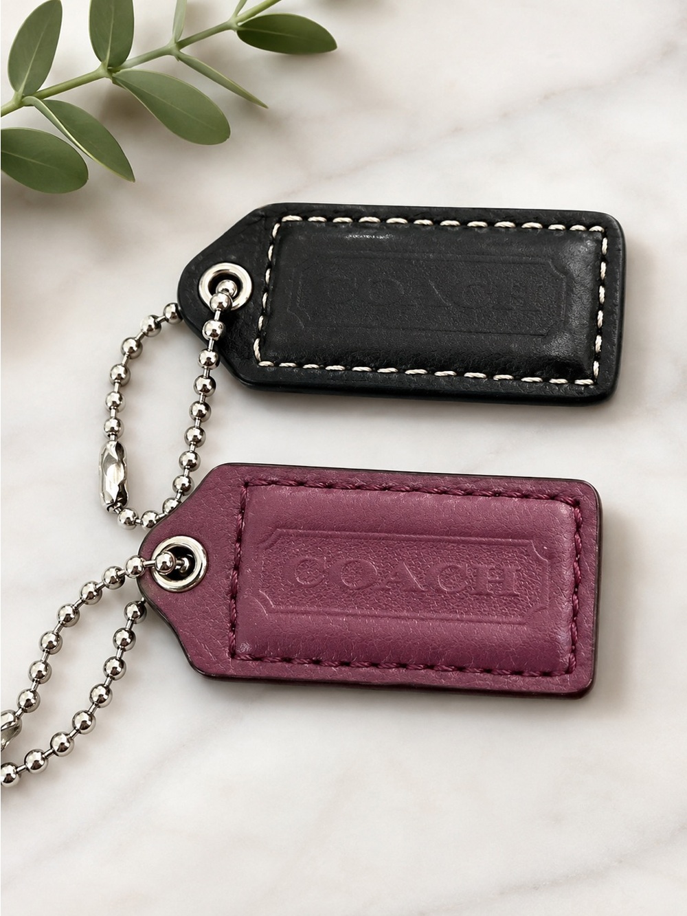 COACH Leather Hangtag: Choose Black or Plum